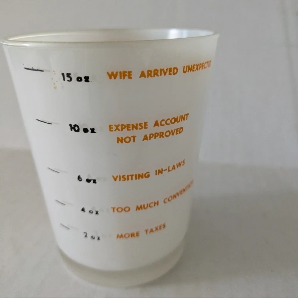 Vintage 60s whiskey cocktail glass tired business man